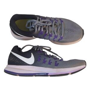 Nike Air Zoom Pegasus 33 Running Athletic Sneakers 8 Gray Purple